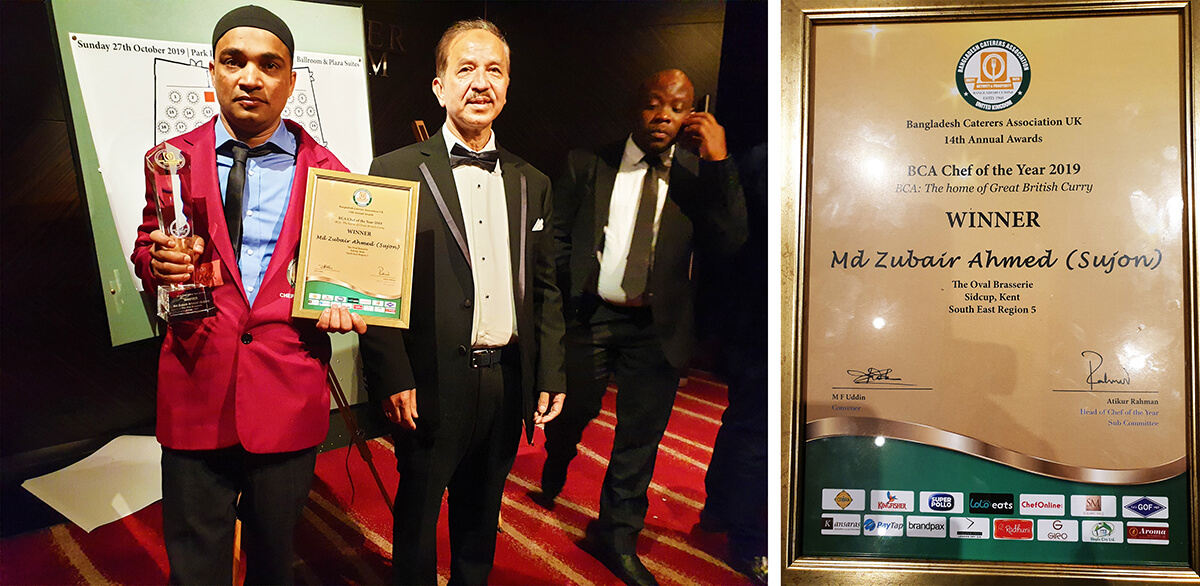 The Oval Brasserie has won the Chef of the year award by<br> BCA (Bangladesh Caterera Association in UK)
